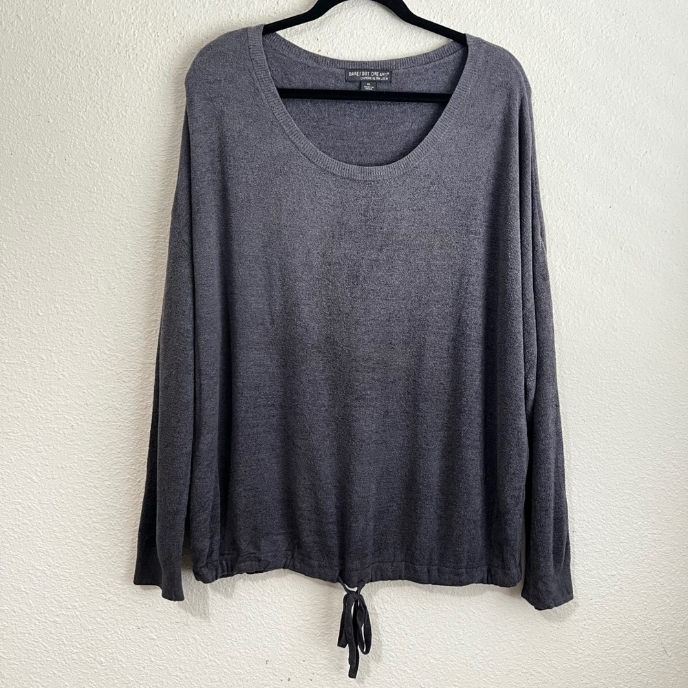 Barefoot Dreams CozyChic Ultra Lite Drawstring Pullover Gray XL 495